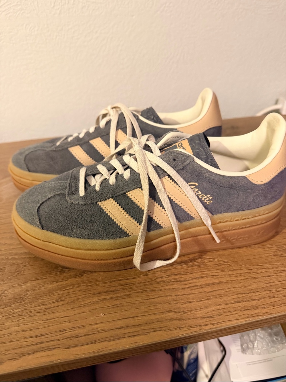 adidas Women’s Gazelle Suede Sneakers in Slate Blue & Cream